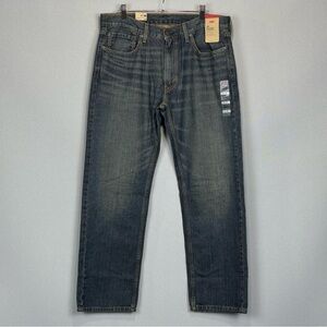Levis Jeans Men 36x32 Blue 559 Relaxed Straight Distressed Dark Wash Denim NWT